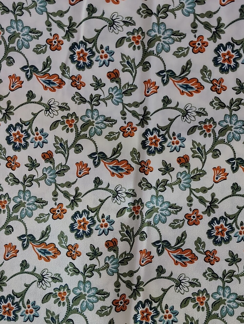 Luxembourg Square Fabric Sewing Panel in White Blue Orange- 1 3/4 Yd